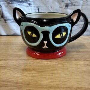 Home‎ Essentials Black Cat With Glasses Mug Coffee Tea